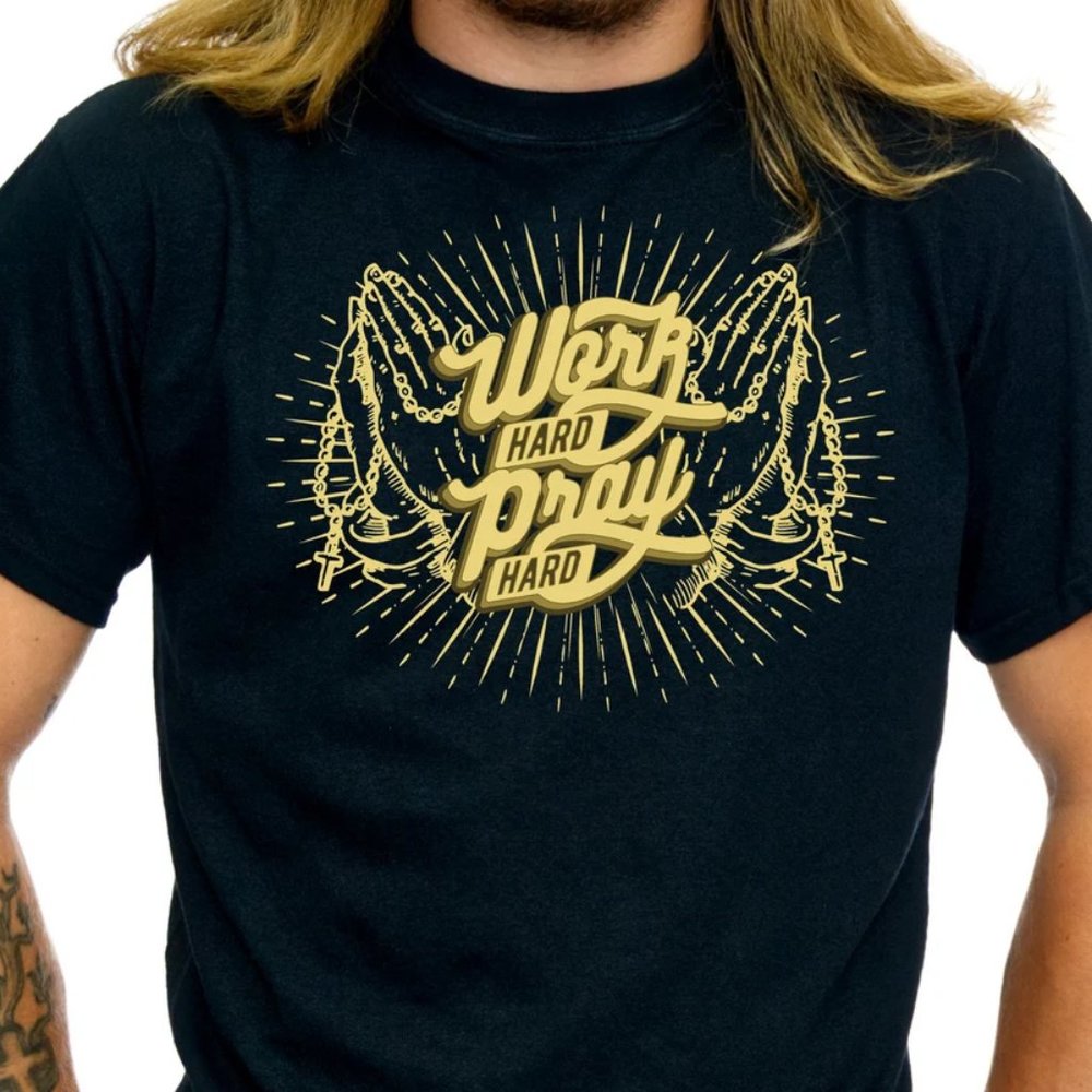 Work Hard Pray Hard Christian Shirts Religious Gift Unisex Tees Jesus TS15